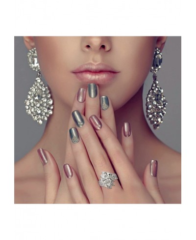 Women Gorgeous Diamond Irregular Sparkling RingSilver Rings Zirconia Wedding Engagement Jewelry 6 10 Ring Set Stainless Steel...
