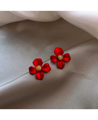 2 Pairs Red Rose Flower+Small Love Heart Stud Earrings $10.69 Stud