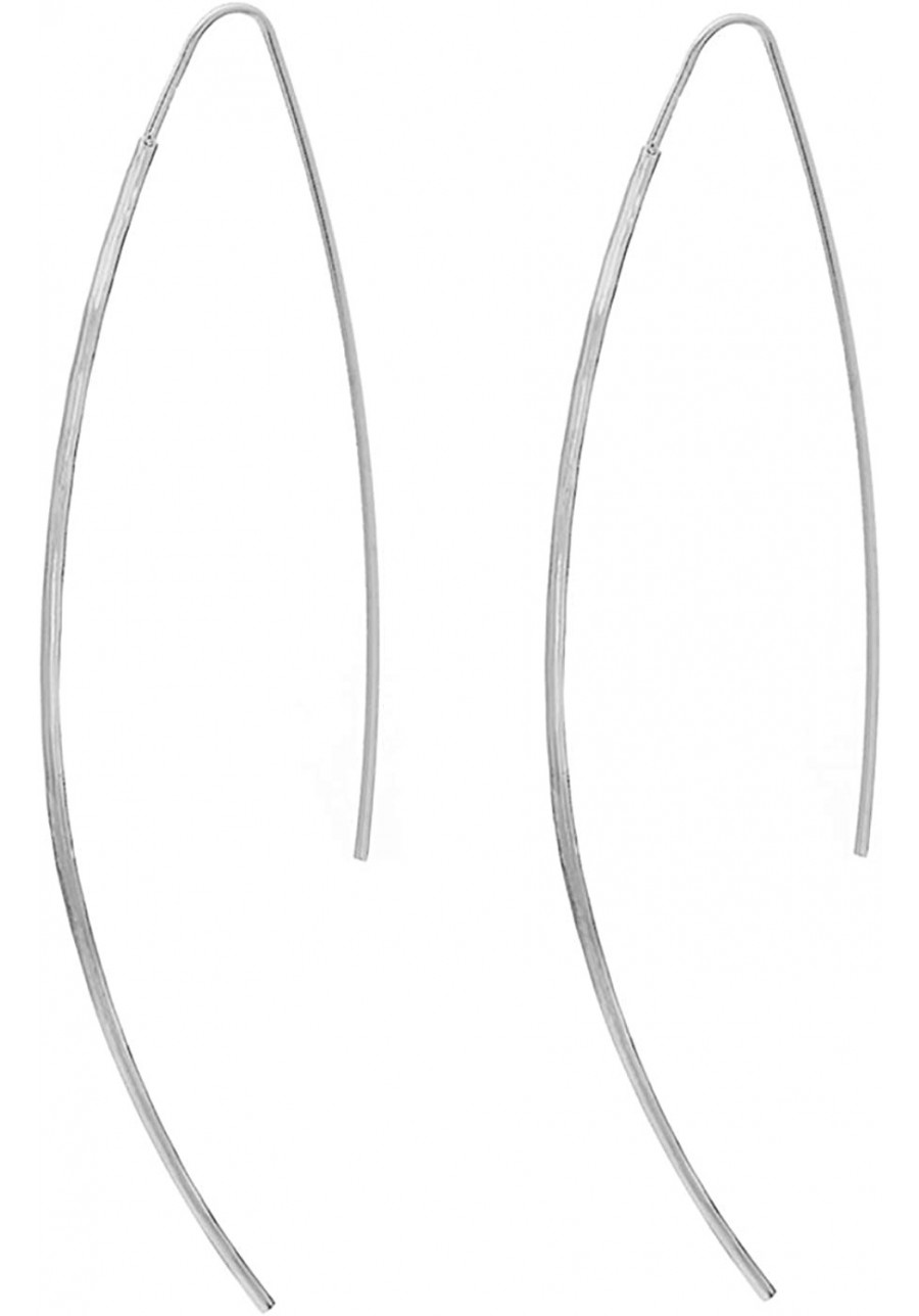 Curved Cut Threader Earrings-Simple Lightweight Open Wire Needle Drop Dangle Bead Threader Earrings $9.86 Drop & Dangle