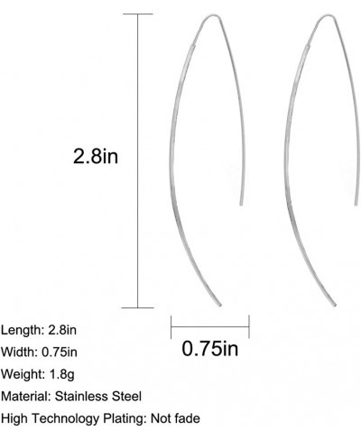 Curved Cut Threader Earrings-Simple Lightweight Open Wire Needle Drop Dangle Bead Threader Earrings $9.86 Drop & Dangle