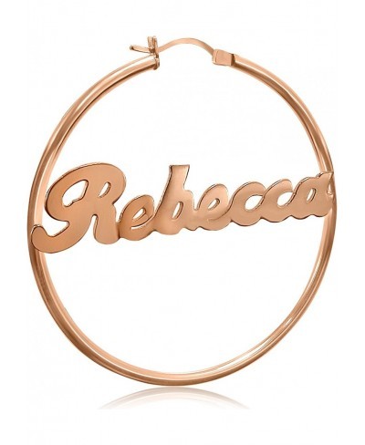 24K Rose Gold over Sterling Silver Name Hoop Earrings 2 inch Personalize it with any name! $42.64 Hoop