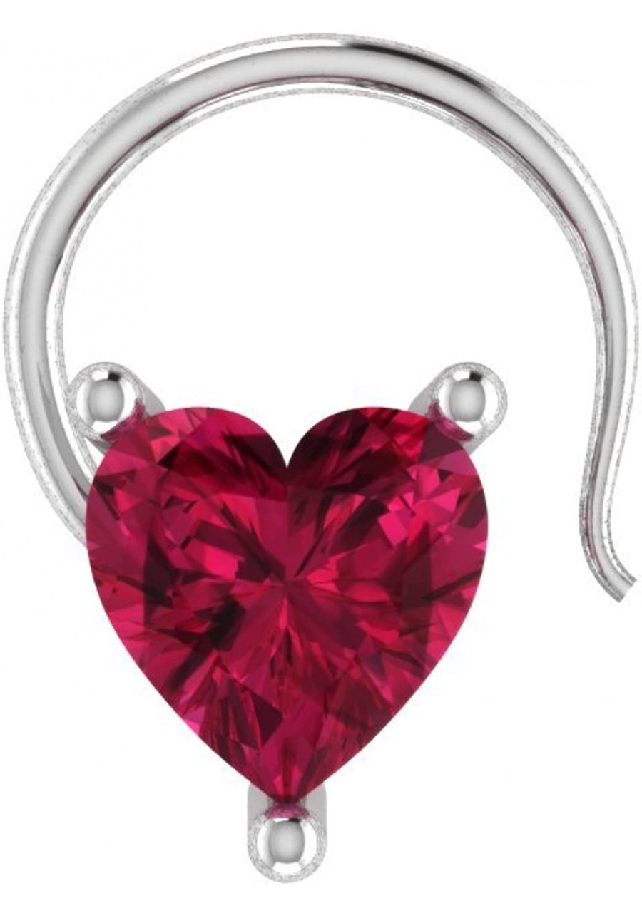 Heart Shape Red Garnet Solitaire .925 Sterling Silver Nose Piercing Ring for Women & Girl $19.35 Piercing Jewelry