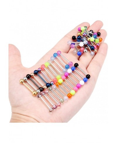 24Pairs Surgical Steel Tongue Rings Straight Barbell Tongue Ring Bar Body Piercing Jewelry for Women Men 16G-14G 14-22mm $15....