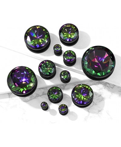 Ear gauges Vitrail Medium CZ Set Black PVD Over 316L Surgical Steel Screw Fit Tunnel Plugs $5.64 Piercing Jewelry