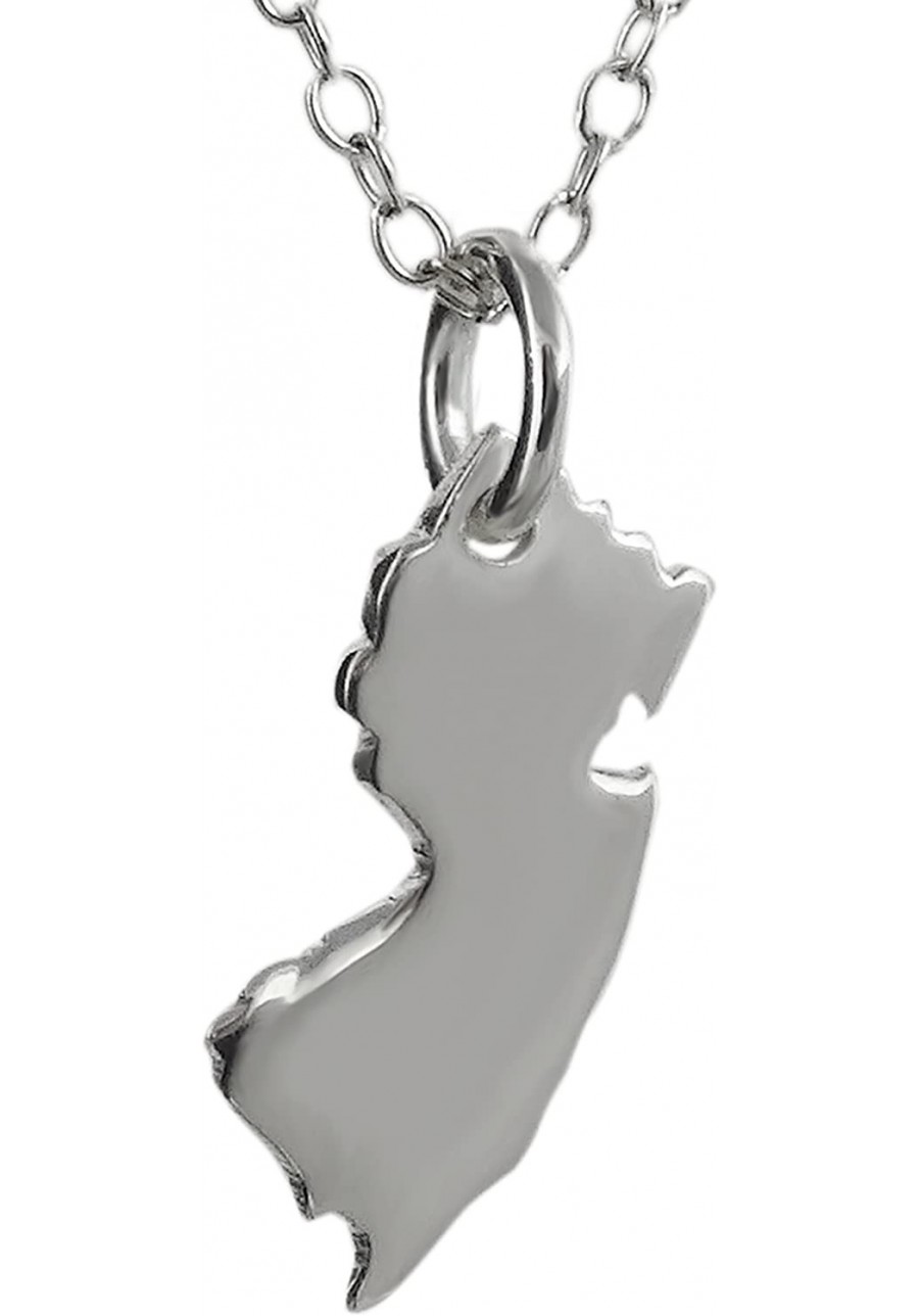 Sterling Silver New Jersey State Charm Necklace 18 Inch $14.27 Pendant Necklaces