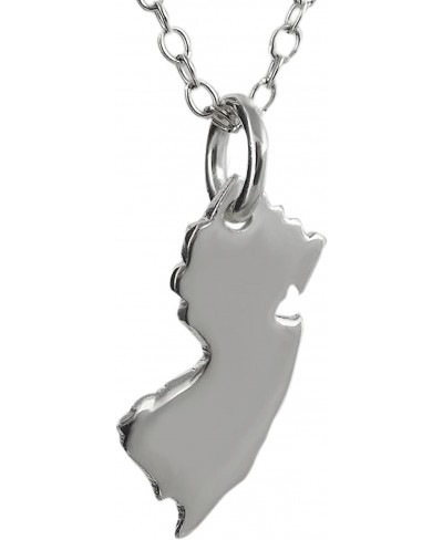 Sterling Silver New Jersey State Charm Necklace 18 Inch $14.27 Pendant Necklaces