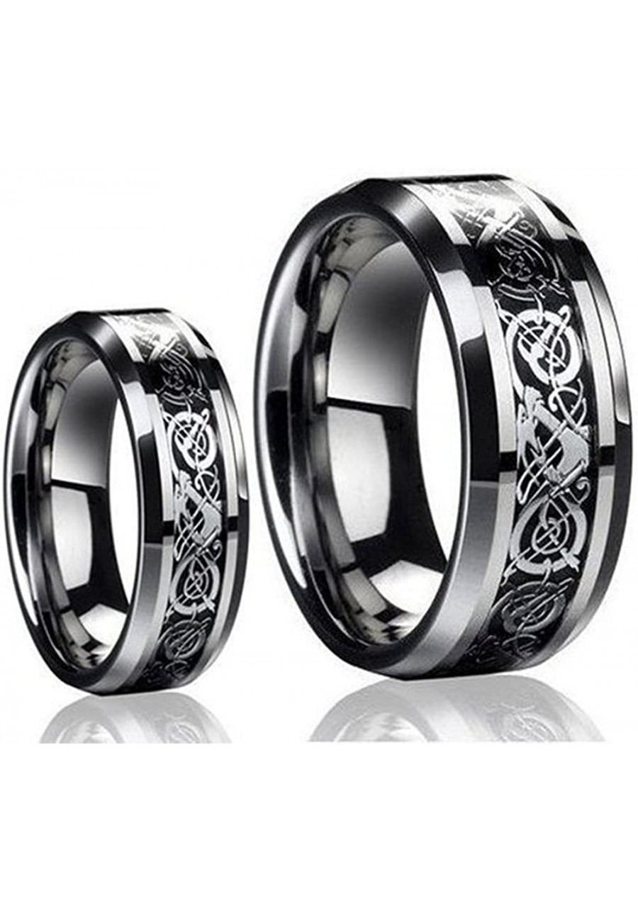 His & Her's 8MM/6MM Dragon Design Tungsten Carbide Wedding Band Ring Set (Ladies Size 8.5 - Mens Size 13) $35.65 Bridal Sets