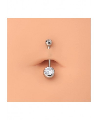 Titanium Belly Button Rings Internally Threaded 14mm Long Belly Ring Round CZ Navel Rings for Women Men $14.90 Piercing Jewelry