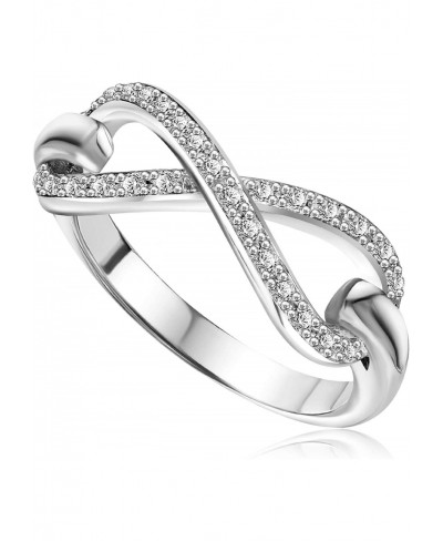 Women Infinity Promise Ring in Sterling Silver Rhodium Finish with White Topaz Accent Jewelry $42.38 Promise Rings