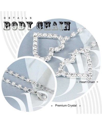 Rhinestone Waist Chains Heart Body Chain Silver Crystal Belly Chian Summer Body Chain Nightclub Body Jewelry for Women and Gi...