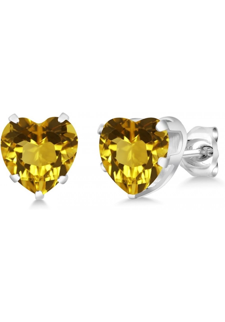 925 Sterling Silver Yellow Citrine Stud Earrings For Women (3.20 Ct Heart Shape 8MM) $25.98 Stud