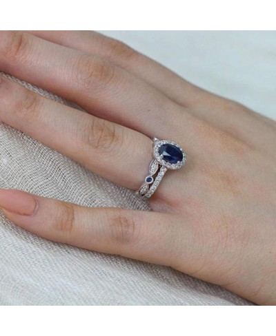 Christmas Valentines Finger Ring Jewelry Gifts Women Faux Sapphire Silver Plated Finger Ring Bride Wedding Jewelry Decor Gift...