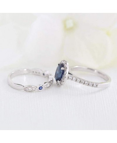 Christmas Valentines Finger Ring Jewelry Gifts Women Faux Sapphire Silver Plated Finger Ring Bride Wedding Jewelry Decor Gift...