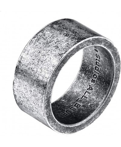 Unisex Stainless Steel Vintage Antique Silver Pipe Cut Ring Wedding Band Plain 10MM Wide $14.60 Bands