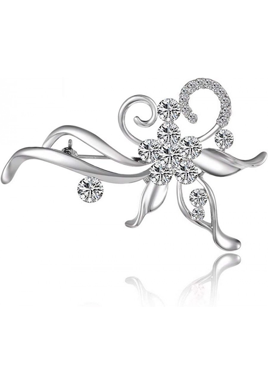 Brooches Pin for Women Created Crystal Pin for Wedding Party Silver Color $12.40 Brooches & Pins