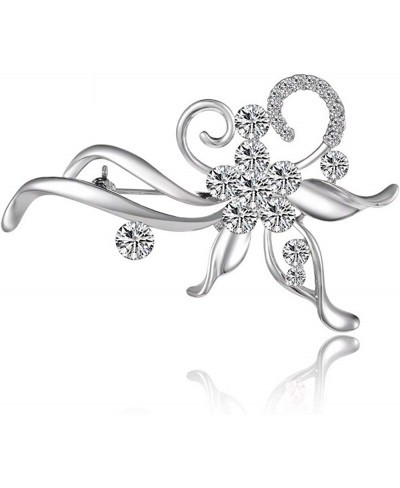 Brooches Pin for Women Created Crystal Pin for Wedding Party Silver Color $12.40 Brooches & Pins