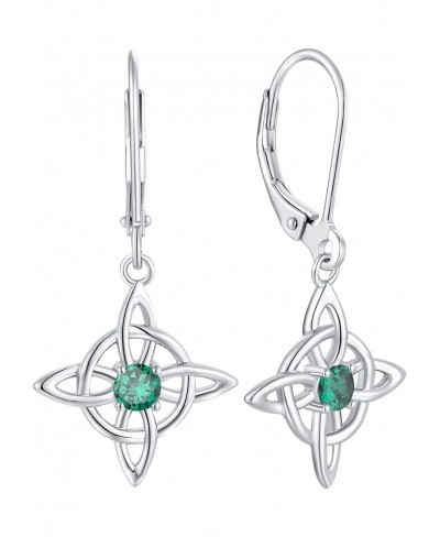 Celtic Knot Dangle Drop Earrings for Women 925 Sterling Silver Triquetra Knot Leverback Earring Birthstone Jewelry $50.14 Dro...