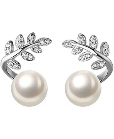 925 Sterling Silver CZ Leaves Crawler Earrings Wrap for Women Teen Girls Pearl Cuff Earrings Piercing Studs $11.99 Cuffs & Wraps