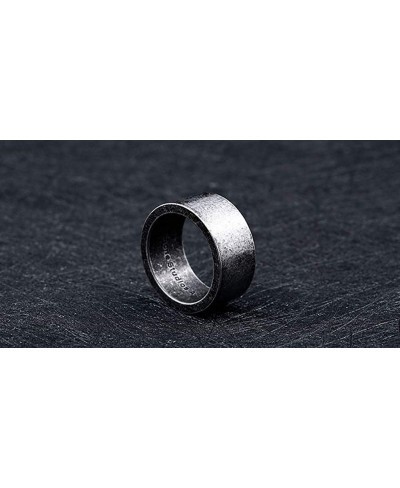 Unisex Stainless Steel Vintage Antique Silver Pipe Cut Ring Wedding Band Plain 10MM Wide $14.60 Bands