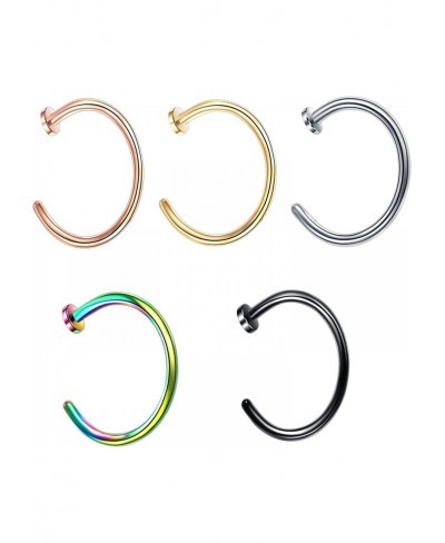 20G Nose Rings Hoop Stainless Steel Flat Top Nose Hoop Ring Body Ear Nose Piercing Jewelry for Women Men 8mm 10mm $12.19 Faux...