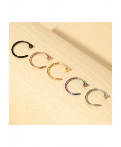20G Nose Rings Hoop Stainless Steel Flat Top Nose Hoop Ring Body Ear Nose Piercing Jewelry for Women Men 8mm 10mm $12.19 Faux...