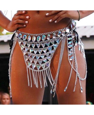 Boho Rhinestone Bikini Chain Set Silver Sexy Sequins Mesh Body Chains Summer Bra Body Jewelry for Women and Girls (D) $26.53 ...