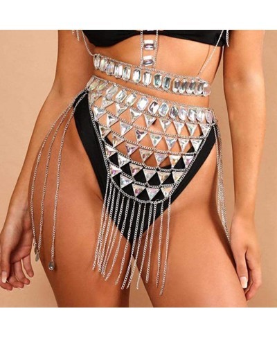 Boho Rhinestone Bikini Chain Set Silver Sexy Sequins Mesh Body Chains Summer Bra Body Jewelry for Women and Girls (D) $26.53 ...