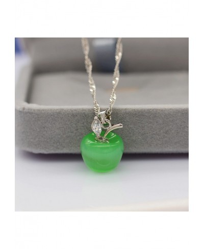 Colorful 3D Apple Shaped Pendant Necklace Light Green Cubic Zirconia Jewellery for Women Gift Ideas YL007-Green $6.60 Pendant...