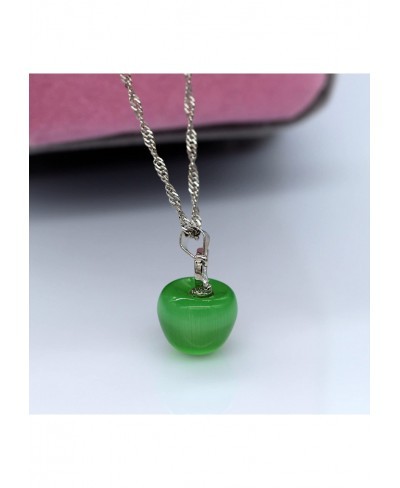 Colorful 3D Apple Shaped Pendant Necklace Light Green Cubic Zirconia Jewellery for Women Gift Ideas YL007-Green $6.60 Pendant...