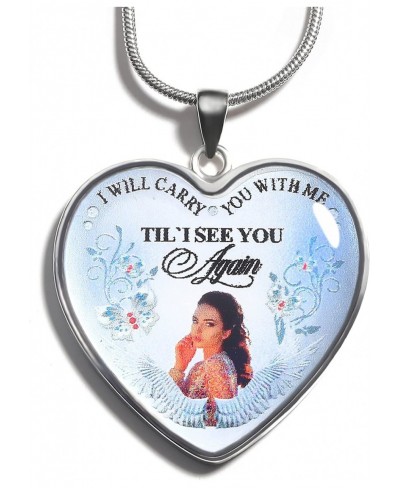 Personalized Photo Memorial Necklace Customized Picture Pendant With Angel Wings Sterling Silver for Women Men I Will Carry Y...