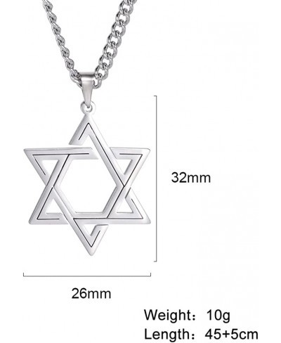 Jewish Star of David Necklace Israel Hebrew Inscription Megan Star Pendant Necklaces for Women Christian Jewelry Gifts (Silve...