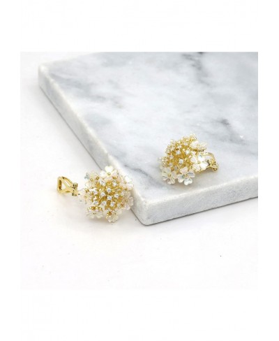 Flower Snowflake Shape Zirconia Crystal Shells Golden Clip On Earrings Non Pierced Stud for Women Girls $11.42 Clip-Ons