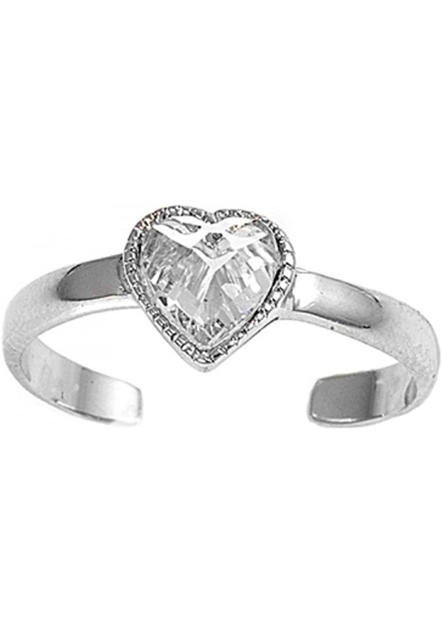 Cubic Zirconia Heart Knuckle/Toe Ring Sterling Silver $16.71 Toe Rings