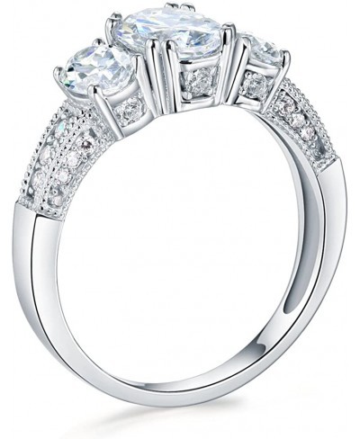 .925 Sterling Silver Rhodium Plated Wedding Engagement Ring $47.97 Engagement Rings