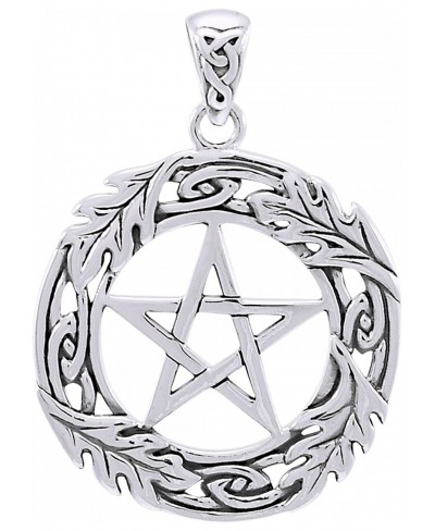 Oak Leaf Framed Celtic Knot Pentacle Pentagram Sterling Silver Pendant $35.66 Pendants & Coins