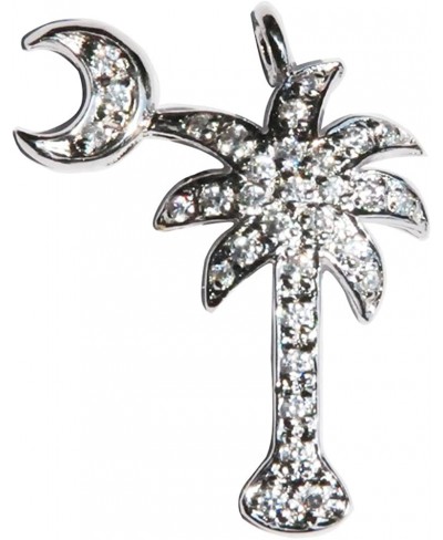 St. Silver Cubic Zirconia CZ Studded Palmetto Moon Palm Tree Pendant for Necklace/Chain Rhodium-Plated $39.52 Pendants & Coins