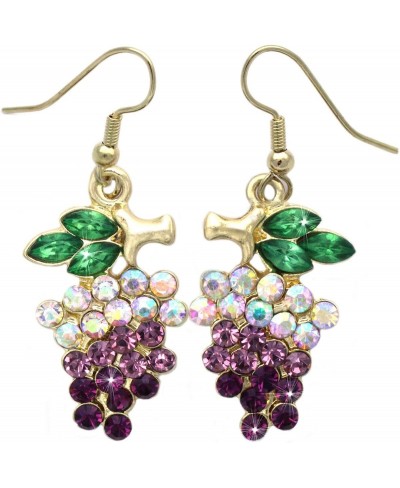 Purple Lavdender Crystal Grapes Fruit Charm Jewelry Set $15.43 Jewelry Sets