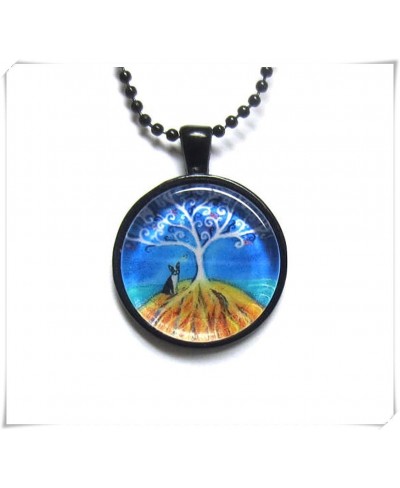 Terrier Spiritual Tree of Life Painting Glass Pendant Art Necklaces Exquisite Jewelry Pure Handmade $11.73 Chains