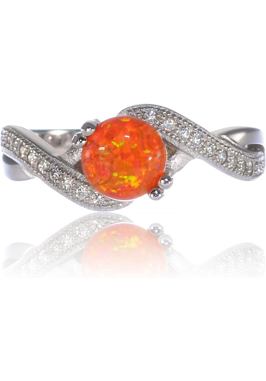 Round Infinity Simulated Mexican Orange Fire Opal Engagement Ring Sterling Silver $27.97 Engagement Rings