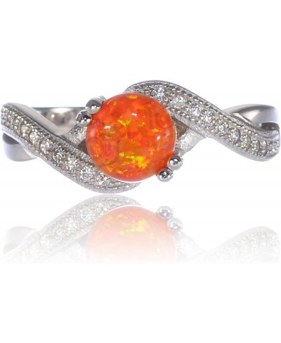 Round Infinity Simulated Mexican Orange Fire Opal Engagement Ring Sterling Silver $27.97 Engagement Rings