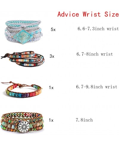 3 Wraps Bead Bracelets for Women Men - Bohemian Handmade 7 Chakra Adjustable Yoga Healing Bracelet $16.53 Stretch