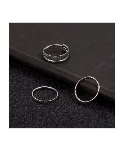3Pcs 18G Nose Rings Hoops for Women Men Surgical Steel Septum Ring Segment Hinged Clicker Nose Ring Cartlidge Piercing Earrin...
