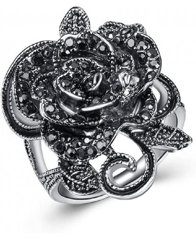 Womens Ladies Gothic Vintage Stainless Steel Black Big Rose Flower Band Ring. Size 6-10 $15.92 Bands