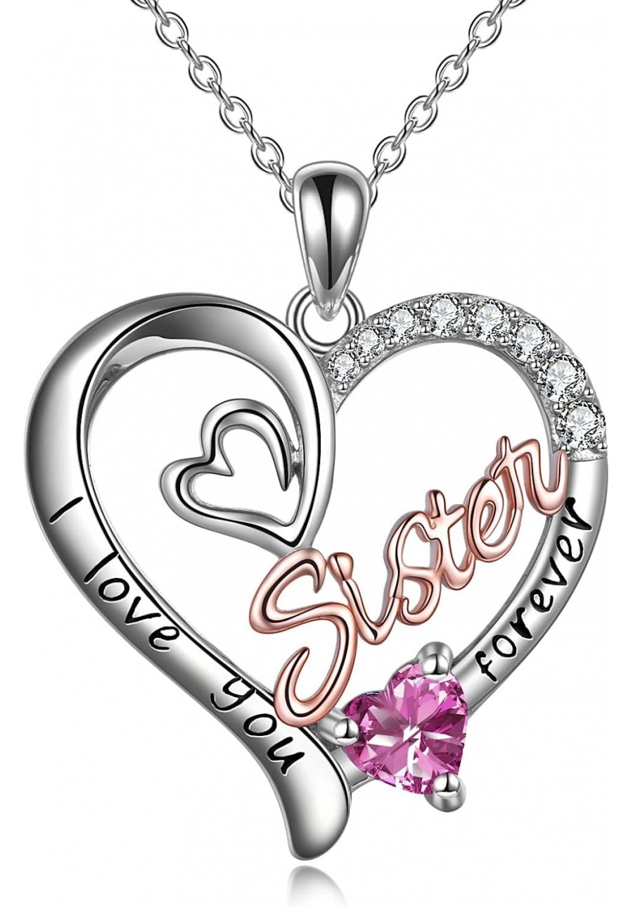 Sister Pendant Sterling Silver I Love You Forever Necklace Birthstone Pendant Jewelry for Women Sister Friend Birthday Gifts ...