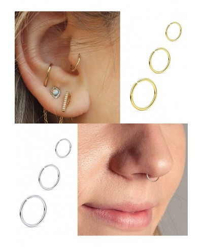 18G 20G 22G Nose Rings Hoops for Women Men 316L Stainless Surgical Steel Lip Septum Rings Helix Tragus Cartilage Earring Hoop...