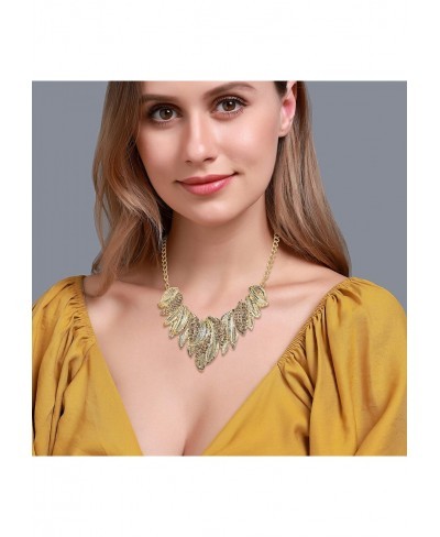 Leaf Choker Necklace for Women Crystal Vintage Boho Floral Cluster Chunky Necklace $17.25 Chokers