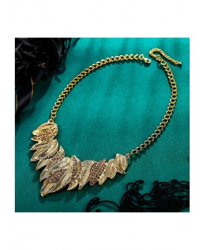Leaf Choker Necklace for Women Crystal Vintage Boho Floral Cluster Chunky Necklace $17.25 Chokers