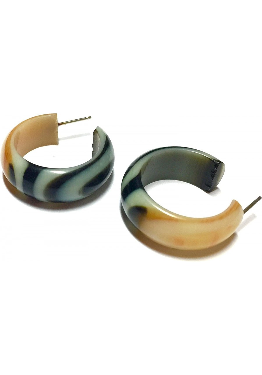 Frosted Tiger Lily Hoops vintage lucite stripe Small Simple hoop earrings - SIMSM-YL-3 $11.86 Hoop