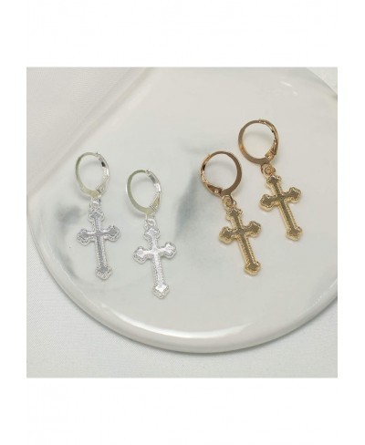 Cross Huggies Earrings Gold Dangle Cross Earrings Personlized Ring Drop Earrings Religious Jewelry for Women and Girls (Gold)...