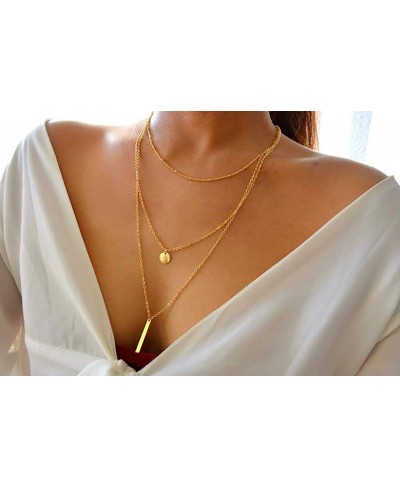 Layered Chain Necklace for Women 18K Gold Plated Stainless Steel Heart Pendant Coin Disc Evil Eye Choker Necklace for Girls $...